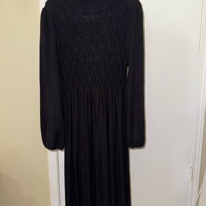 Elegant Black Turtleneck Long Sleeve sweater Dress